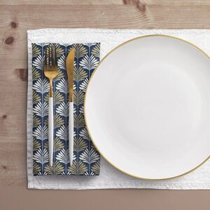 NWT Porter Anna- Navy & Gold  Cotton Napkin 4-set, Deco